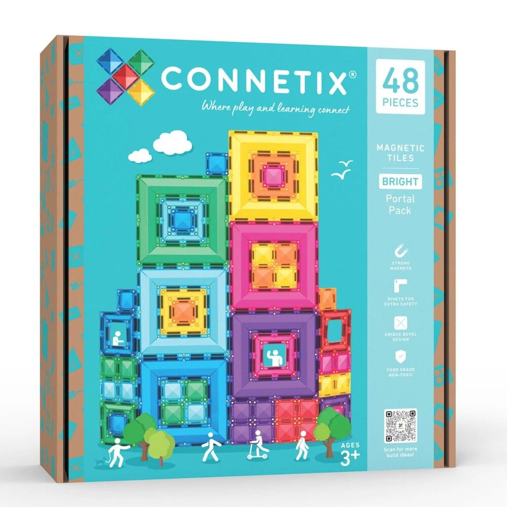 CONNETIX Magnetic Tiles Bright Portal Pack 48pc STEM Building Set Ages 3+ NEW